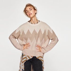 Zara mohair wool jacquard sweater
